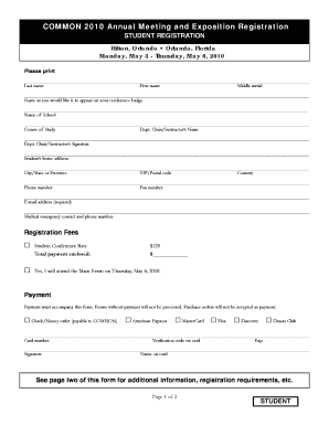 COMMON 2010 Student Registration Form