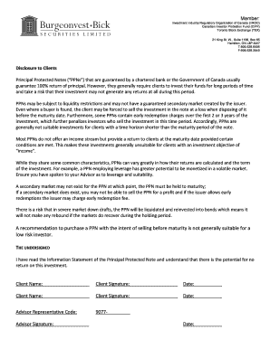 Principal Protected Note Disclosure Form