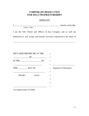 Corporate Resolution for Sole Proprietorships