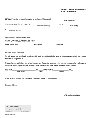 Board Resolution for Sole Ownership Authorization