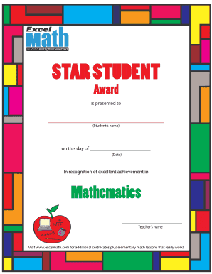 Star Student Award Certificate