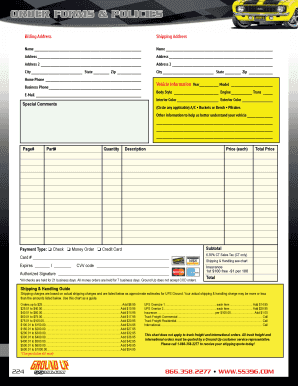 Ground Up Order Form and Policies