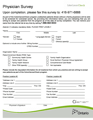 Physician Survey for ColonCancerCheck Program