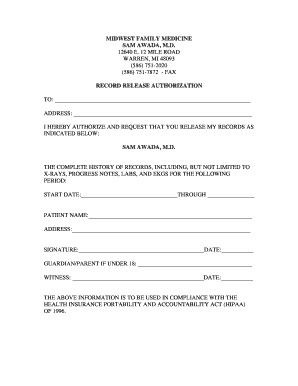 Medical Record Release Authorization
