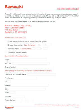 Customer Update Request Form