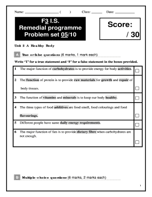 Health Education Remedial Programme Test