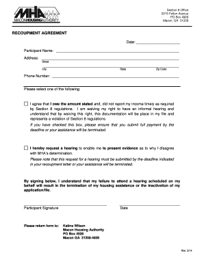Section 8 Recoupment Agreement