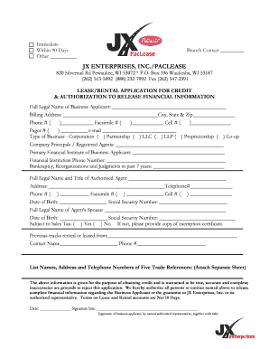 Lease/Rental Application for Credit