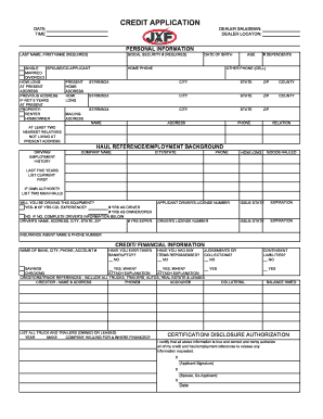 Credit Application for Truck Financing