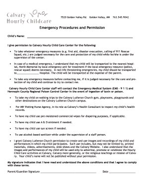 Child Emergency Permission Form