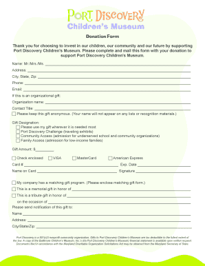 Port Discovery Donation Form