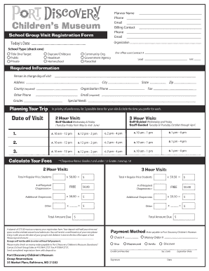 School Group Visit Registration Form