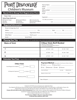 Social/Civic Group Visit Registration Form