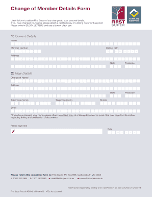 Change of Member Details Form