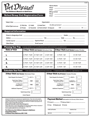 School Group Visit Registration Form
