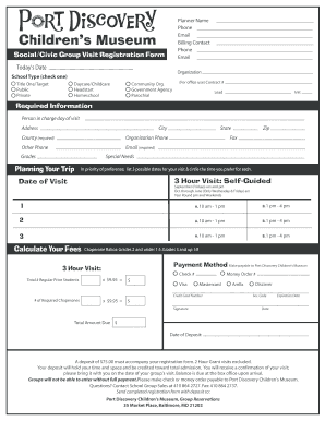 Social/Civic Group Visit Registration Form