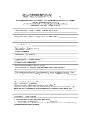 EU Animal Health Certificate for Sheep and Goats