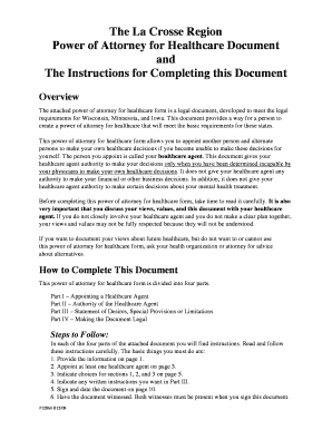 The La Crosse Region Power of Attorney for Healthcare