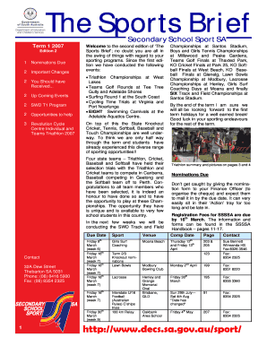 Secondary School Sport SA Nomination Form