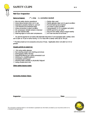 Nail Gun Safety Inspection Form