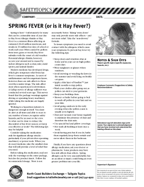 Hay Fever Safety Notice