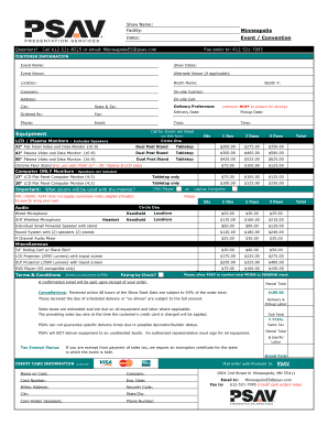 PSAV Event Equipment Rental Form