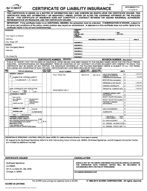 Certificate of Liability Insurance