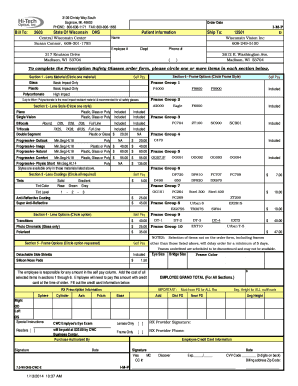 Prescription Safety Glasses Order Form