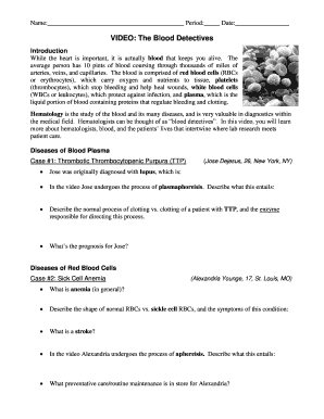 Blood Detectives Video Worksheet