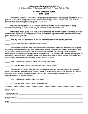 Parent Consent Form for Internet Use and Media Permission