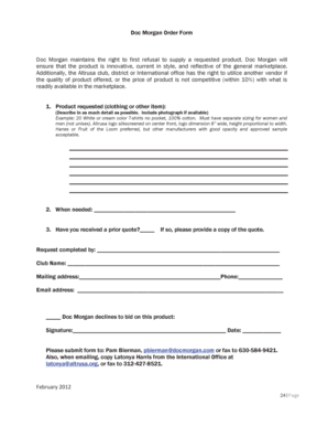 Doc Morgan maintains the right to first refusal to supply - members altrusa