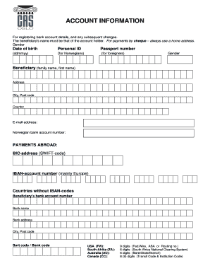 Bank Account Registration Form