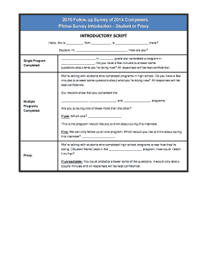 2015 Follow-up Survey of 2014 Completers