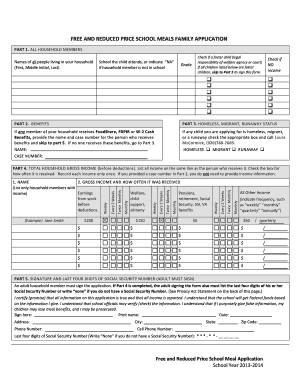 Free and Reduced Price School Meal Application