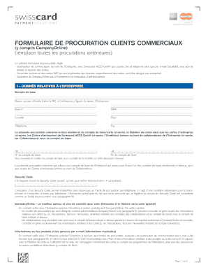FORMULAIRE DE PROCURATION CLIENTS COMMERCIAUX