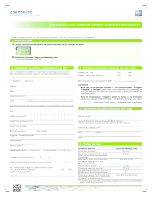 DEMANDE DE CARTE AMERICAN EXPRESS® CORPORATE MEETING CARD