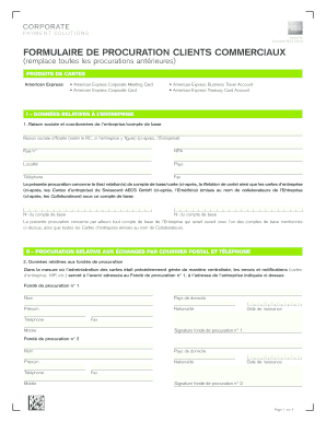 FORMULAIRE DE PROCURATION CLIENTS COMMERCIAUX
