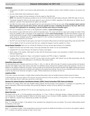 RCT-123 Gross Premiums Tax Report