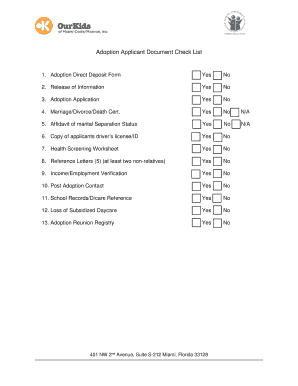 Florida Adoption Application Form