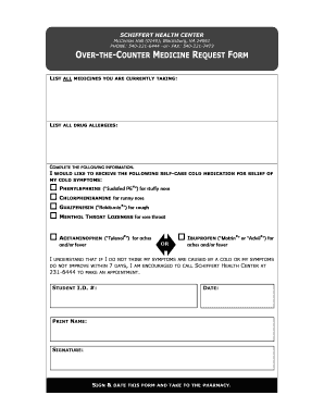 Schiffert Health Center Cold Medication Request Form
