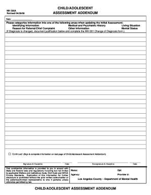 Child Adolescent Assessment Addendum