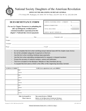 DAR Annual Dues Remittance Form
