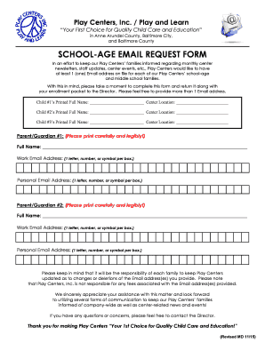 School-Age Email Request Form