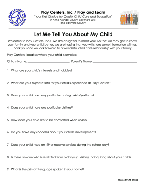 Child Care Enrollment Form