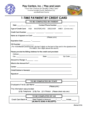 Play Centers Payment Form