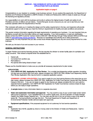 Florida Food Service Plan Review Application
