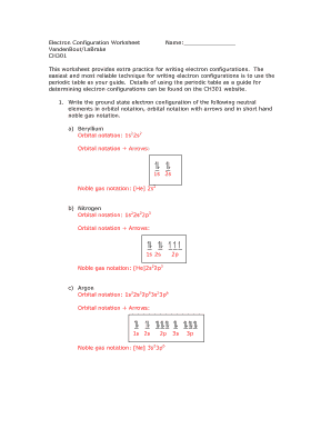 Electron Configuration Worksheet