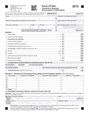 Connecticut Quarterly Withholding Reconciliation Form