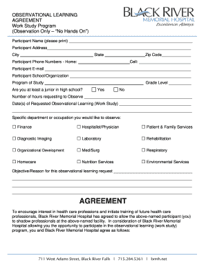 Observational Learning Work Study Agreement