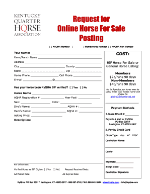 Kentucky QHA Horse For Sale Posting